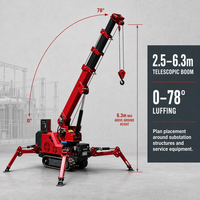 Grue araignée sur chenilles de 1,2 tonne, portée 5,35 m, hauteur de levage 6,3 m, AC380V, grue hydraulique sur chenilles pour la construction électrique, vente en gros