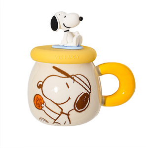 Mug à café en céramique mignon avec couvercle et paille, motif <span class=keywords><strong>Snoopy</strong></span>, capacité 500 ml, idéal pour un cadeau - Product Image 6