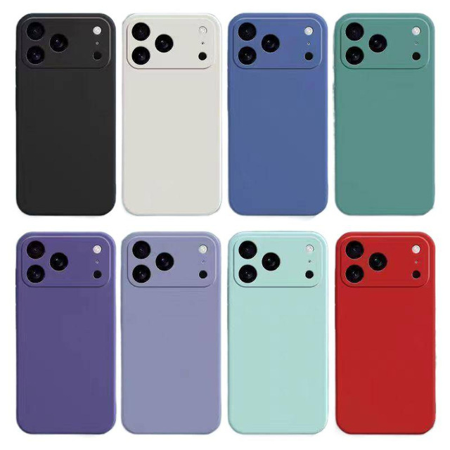 Low Price Silicone Liquid Anti-drop Pure Color Fine Hole Waterproof Phone Case for iPhone 17