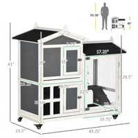 Cage à lapins moderne en bois gris, petite, pour extérieur, avec enclos attaché, rampe, plateau amovible et toit imperméable