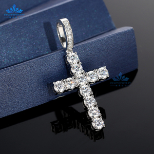 18k Banhado A Ouro 11Pcs 5mm Moissanite Cruz Pingente Preço Barato VVS Diamante Crucifixo Jesus Cruz Pingente Charme Presente - Product Image 1