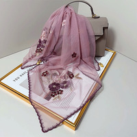 Nouvelle Collection Printemps – Foulard Châle Musulman en Polyester, Style National Sophistiqué, Broderie Florale, Léger et Tendance, Écharpe en Dentelle Polyvalente