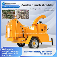 Broyeur de branches d'arbres mobile pour aménagement paysager, moteur diesel haute puissance, engrenage, diamètre max. 400 mm, capacité 2T/H, utilisation facile, pour le bois