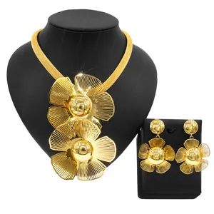Latest Factory Fashion Brasil brazilian dubai copper alloy real gold plating wedding party bridal wholesale Jewelry Sets