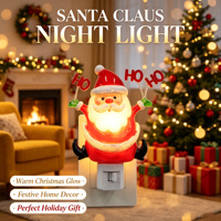 Luz Nocturna LED de Santa Claus HO HO HO, Giratoria 360°, Lámpara Cálida Suave, Decoración Navideña para el Hogar, Venta al Por Mayor, Regalo OEM