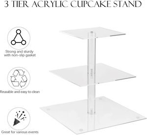 Kệ Trưng Bày Bánh <span class=keywords><strong>Cupcake</strong></span> Bằng Acrylic 4 Tầng Hình Vuông Tròn Tráng Miệng Cho Sinh Nhật Tiệc Cưới - Product Image 5