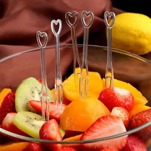 Utensílios de mesa descartáveis de plástico PS - Mini garfos de sobremesa de frutas, pequenas escolhas de comida para crianças e festas