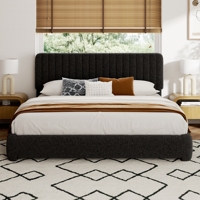 Lit à sommier vertical capitonné noir jais réglable de qualité supérieure avec un design en tissu de style moderne pour appartement