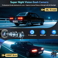 Mini caméra embarquée 4K 3,2 pouces à double objectif avec vision nocturne, surveillance GPS, Wi-Fi 5G, capteur G, enregistrement en boucle et enregistreur vidéo