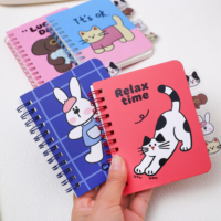 Carnet à spirales créatif A6 à couverture rigide avec motifs animaux de dessins animés, inserts décoratifs en PVC, agenda de poche pour étudiant, best-seller