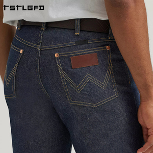 Cut And Sew Selvedge <b>Jeans</b> Original Fit Indigo Raw Western Cowboy Denim Gold <b>Chain</b> Stitch Leather Patch Heritage <b>Jeans</b> - Product Image 6