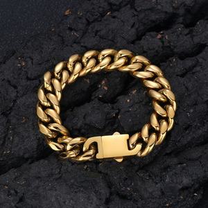 Luxury Cuban Link Bracelet 14k 18k Gold Plated Iced Out Hip Hop Chain for <b>Men</b> Women Jewelry Wholesale Custom Logo - Product Image 2