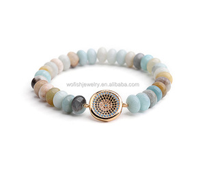 Alta calidad amazonita <span class=keywords><strong>piedra</strong></span> con enrgaved cercanas disco encanto de hoja de Cruz colgante de <span class=keywords><strong>hematita</strong></span> pulsera para las mujeres - Product Image 3