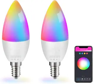 Tuya APP Alexa Google Home Controle de Voz 5 W 5 Watt Vela Globo C37 G45 Decoração Cor Regulável Inteligente Wifi RGBCW E12 E14 Lâmpada Led