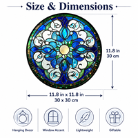Xinhangchen Décoration Murale en Verre Teinté Style Bohème Fantaisie pour Attrape-Soleil Panneau en Verre Anniversaire Femmes & Mères 30*30cm
