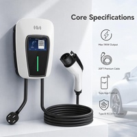 Station de recharge pour véhicules électriques de type 1 avec écran de 4,3 pouces et fonction WiFi via l'application Tuya, chargeur mural pour VE prêt à l'emploi
