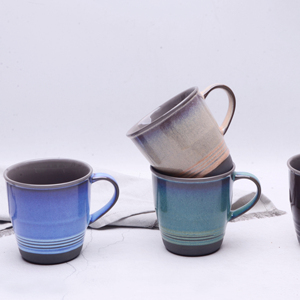 Taza de cerámica de piedra, taza de café en relieve con esmalte de reacción, venta al por mayor - Product Image 3