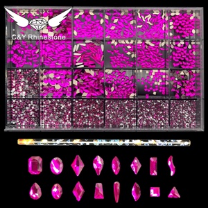 C & Y 24 Grid Mixed 17 Shapes 7 Tamaños Piedras Caja Nail Art <span class=keywords><strong>AB</strong></span> Diamantes de imitación Cristales para decoración de uñas - Product Image 6