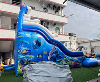 Château gonflable d'extérieur avec grands toboggans aquatiques gonflables pour enfants