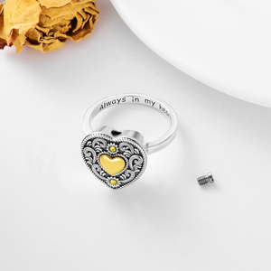 Bijoux commémoratifs Bague en argent sterling 925 toujours dans mon coeur Bague urne coeur tournesol - Product Image 5