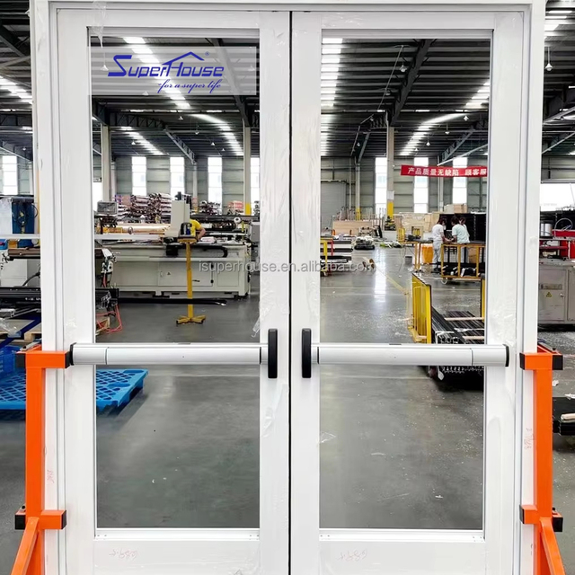 Commercial Building Fire Alarm Automatic Opening Device Aluminum Safety Tempered Panic bar Escape Door