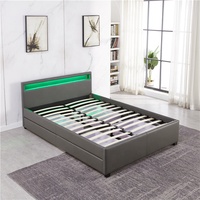 Nuevo diseño, cama moderna Led con mesas laterales malas Led