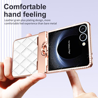 Étui de protection en cuir style diamant pour Galaxy Z Flip 7, protection antichoc pour téléphone portable