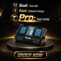 Chargeur lent double port D-C-18-SH pour batterie lithium-ion 18V, chargeur authentique pour outils électriques