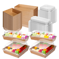 Boîte à gâteau transparente dorée avec logo personnalisé en relief, en carton recyclé, adaptée aux aliments, pour desserts et mousses