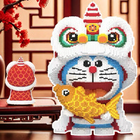 Nouveaux arrivages en plastique 3D modèle 70cm assemblage Mini brique connexion Lion danse Doraemon bloc de construction Figure jouets pour la décoration intérieure