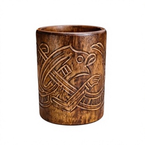 <b>Handmade</b> Wooden <b>Mug</b> With Traditional Chinese Laser Engraved Design Classic Home Use Drinkware Home Decoration Durable Customized - Product Image 1