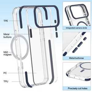 Pour 17 <span class=keywords><strong>Coque</strong></span> de téléphone magnétique TPU+PC de couleur originale transparente antichoc pour 16/15/14 <span class=keywords><strong>Pro</strong></span> <span class=keywords><strong>Max</strong></span> - Product Image 4