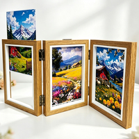 Cadre photo en bambou à trois images, écologique, pliable à trois volets, pour bureau, collage, avec verre véritable, pour affichage familial, moderne et personnalisé