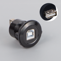 LYAN 22MM Metal USB2.0 Tipo-B Hembra a Hembra Conector de montaje en panel Directo de fábrica Impermeable Carcasa negra Metal USB-03-BK