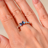 Nouvelle bague élégante en opale en forme de papillon, incrustée de zircon brillant, bagues de fiançailles fines, bijoux en argent sterling 925