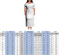 Pakaian Wanita Ukuran Besar Custom Plus Size Puletasi 2 Potong, Gaun Pulau Hawaii Polinesia Motif Bunga Hibiscus, Model Off Shoulder dengan Ruffle