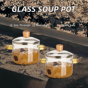 Panela de Vidro Espessado Lovfe Resistente a Altas Temperaturas, Tipo Sopa e Caldo, com Duas Alças e Tampa para Uso Doméstico e Macarrão <span class=keywords><strong>Instant</strong></span>âneo - Product Image 2