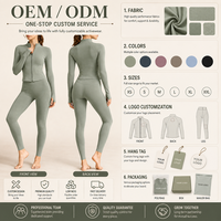 Ensemble de yoga respirant sur mesure pour femme, grande taille, avec veste zippée à manches longues et leggings taille haute, tenue de sport, fournisseur OEM ODM