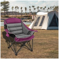 Chaise de camping pliable robuste avec cadre en fer solide, tissu Oxford 600D résistant aux déchirures, capacité de charge élevée et stable