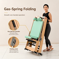 Reformer Pilates Portable et Pliable en Bois d'Érable Premium, Réglable, Écologique, Qualité Commerciale, Lit Silencieux pour Studios de Boutique