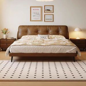 Offre Spéciale lit <span class=keywords><strong>en</strong></span> cuir marron avec <span class=keywords><strong>sommier</strong></span> <span class=keywords><strong>à</strong></span> <span class=keywords><strong>lattes</strong></span> bon support <span class=keywords><strong>pour</strong></span> le matelas 1.5m 1.8m lit avec <span class=keywords><strong>pieds</strong></span> <span class=keywords><strong>en</strong></span> métal - Product Image 3