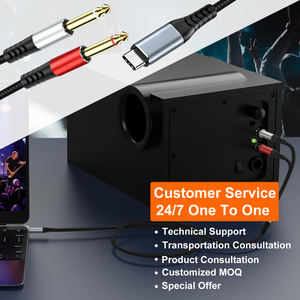 <span class=keywords><strong>C</strong></span>âble Y en nylon OTG <span class=keywords><strong>USB</strong></span> <span class=keywords><strong>C</strong></span> vers double 6,35 mm 1/4 pouce mono splitter, nouveau design d'usine 2024, 2 en 1, type <span class=keywords><strong>C</strong></span> vers 6,35 mm TS, <span class=keywords><strong>c</strong></span>âbles audio - Product Image 2