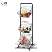Étagère de cuisine en fer pour le stockage des fruits, étagère en fil de acier avec roues, support de stockage des légumes