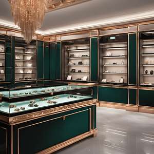 ハイエンドカスタマイズされたマウントデザインLEDライトソリッドウッドドアスライドディスプレイキャビネットスカーフネックレスジュエリー用ガラス - Product Image 4