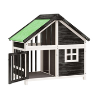 Kandang Anjing Luar Ruangan Mewah dari Kayu Fir Solid, Besar, Tahan Air, dengan Balkon, Vila Hewan Peliharaan Modern untuk Teras