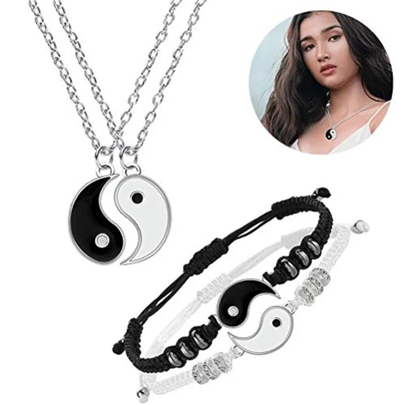 Fashion Classical Ethnic Jewelry Creative Bracelet Personality Tai Chi Gossip Yin and Yang Pendant Couple Good Friend Necklace