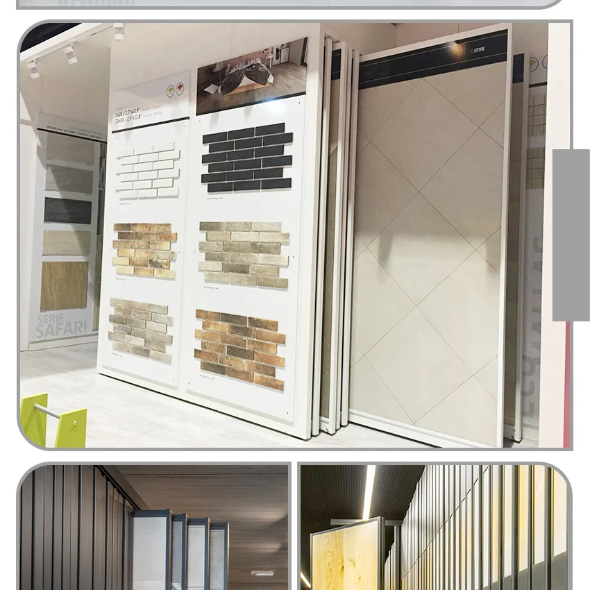 Tsianfan New Arrival Tile Sliding Rotating Frame Rack Display Stand for Showroom Granite Panel Marble Cabinet Sintered Stone