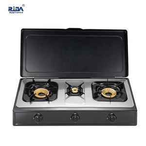 Ridax-Estufa de gas de alta calidad <span class=keywords><strong>para</strong></span> acampar, cocina de 3 quemadores, encimera con <span class=keywords><strong>tapa</strong></span> <span class=keywords><strong>para</strong></span> uso en hoteles al aire libre, cocina portátil de tres cocinas - Product Image 1
