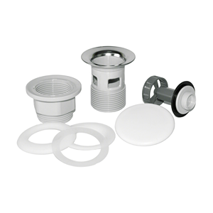 Scarico per lavabo in ceramica bianca con foro, G1 1/4, tappo a scomparsa con cestello filtro - Product Image 5