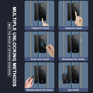 Cerradura Digital Inteligente Tuya para Puerta de Vidrio con Huella Dactilar, Tarjeta, Llave, Desbloqueo por Aplicación, Tarjeta de Memoria y Almacenamiento en la Nube - Product Image 2